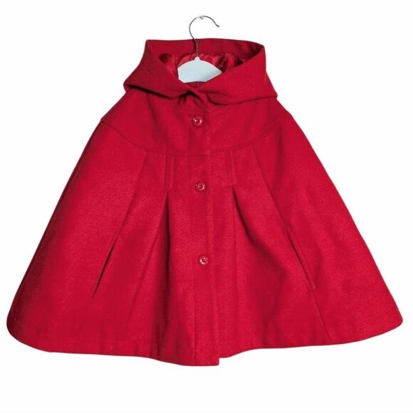 Gymboree All Dressed Up Red Fleece Hooded Cape Poncho Formal Girls 5T - Picture 1 of 6